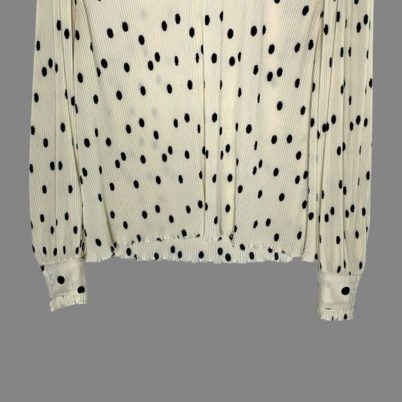 Sézane Rosalinda Blouse 14 Black Ecru Polka Dot Print Career Feminine Corpcore - Picture 6 of 9